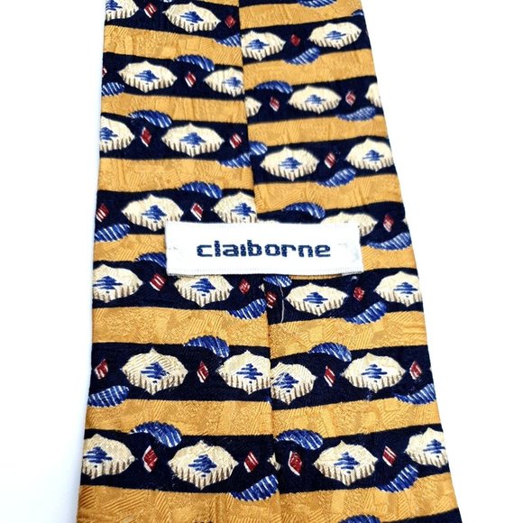 Claiborne 100% Silk Men's Ties For Dress Accessory USA Made Suit Gold Blue Red - Picture 7 of 7